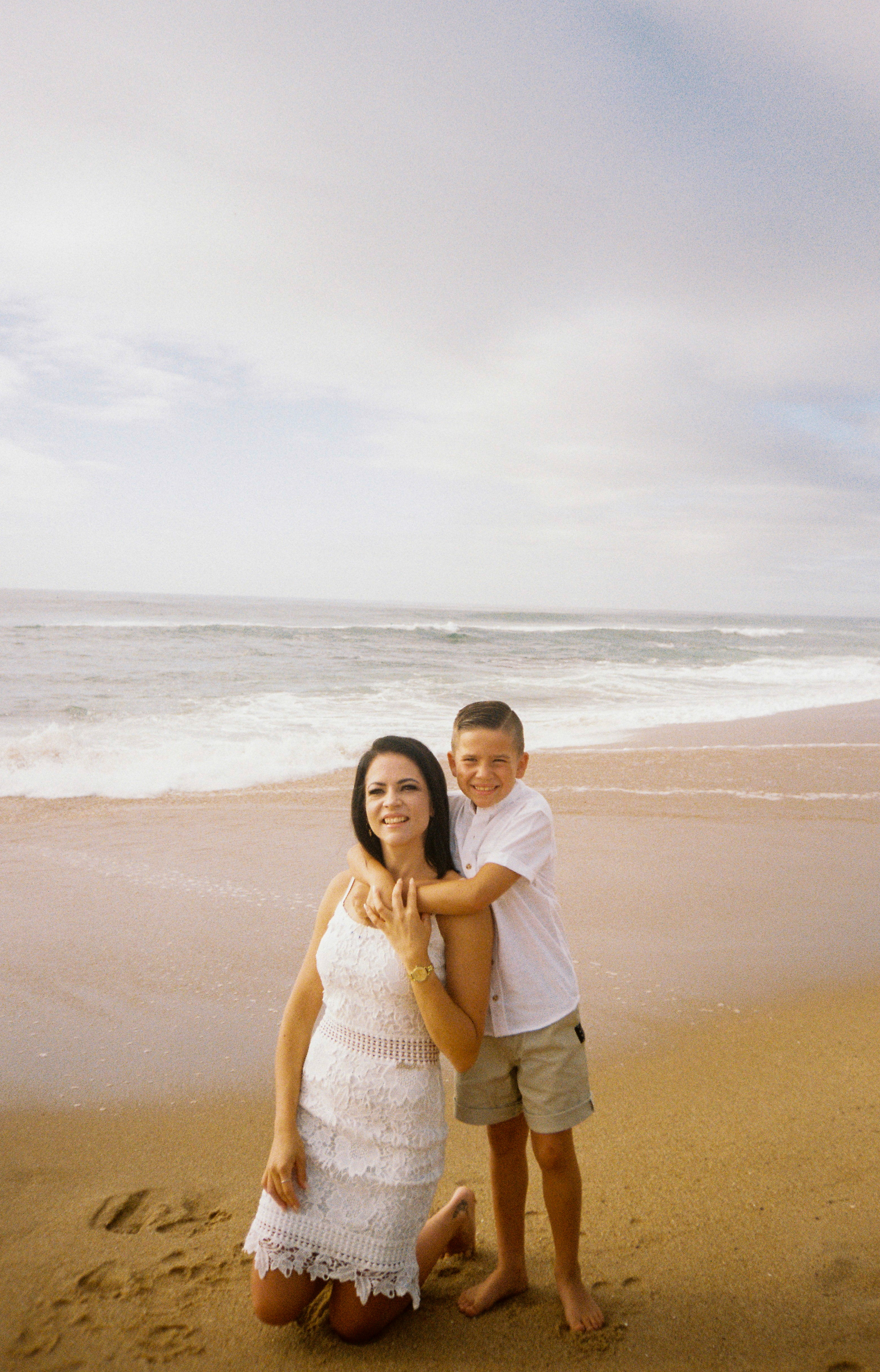 Beach session photographed on 35mm film